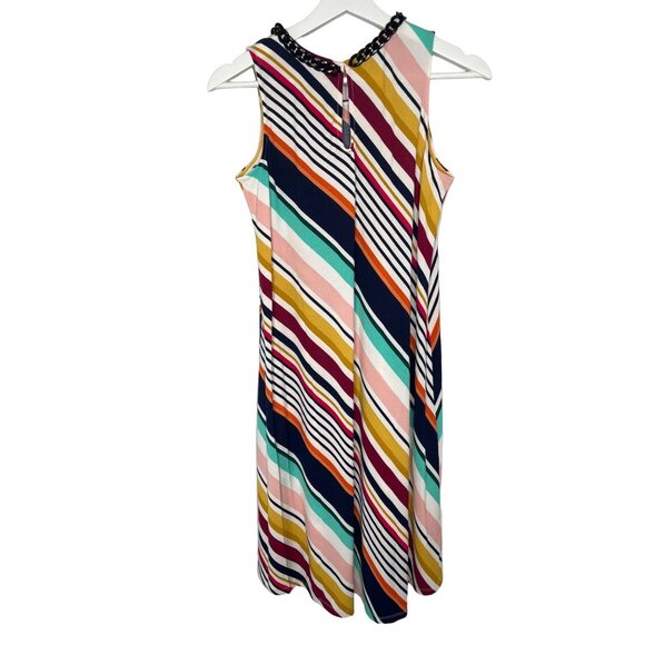 Karl Lagerfeld Women’s Size 4 Colorful Striped Sleeveless Sundress Summer - Picture 2 of 8
